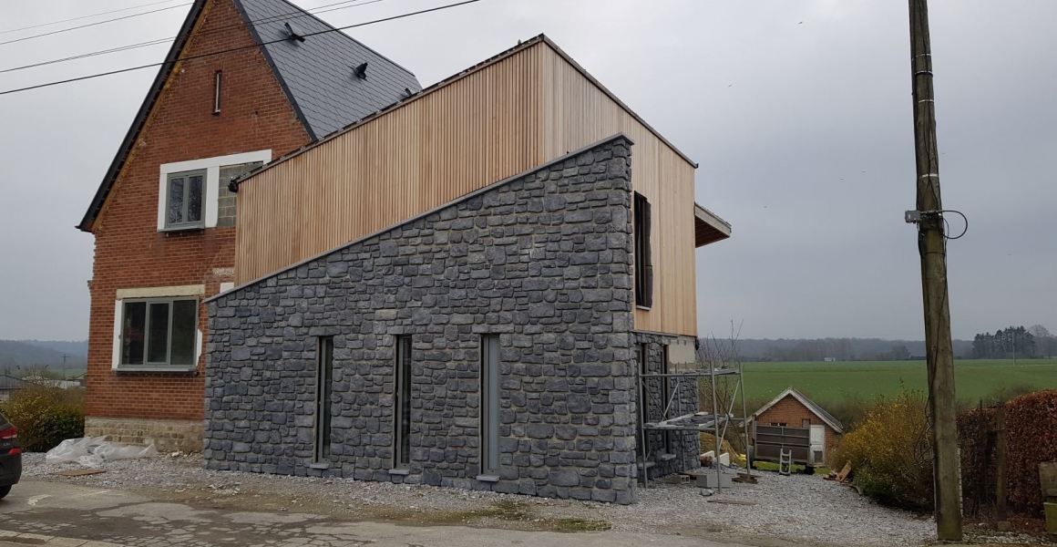 Extension de maison en ossature bois en Hainaut
